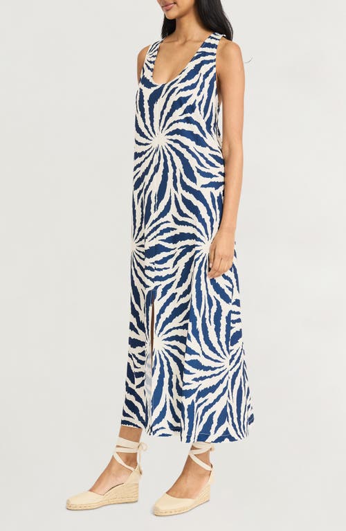 The Good Journey Abstract Print Racerback Dress In Blue