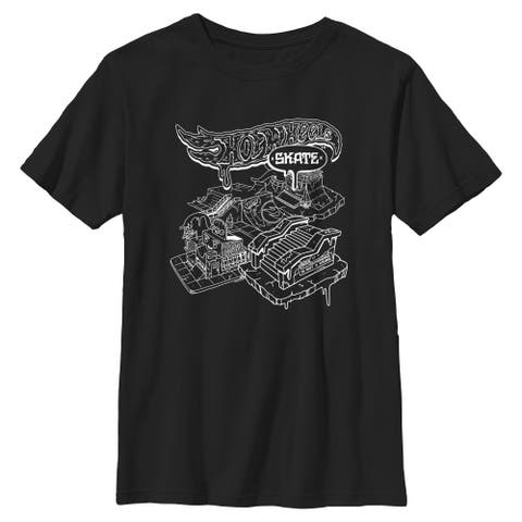Boy's Hot Wheels Skateboarding Park Outline  Graphic T-Shirt