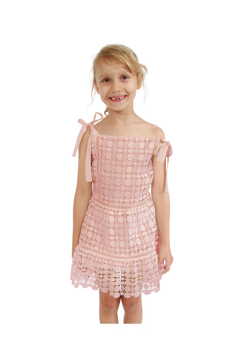 Rosy Mini Lace Dress, Alternate, color, Dusty Rose