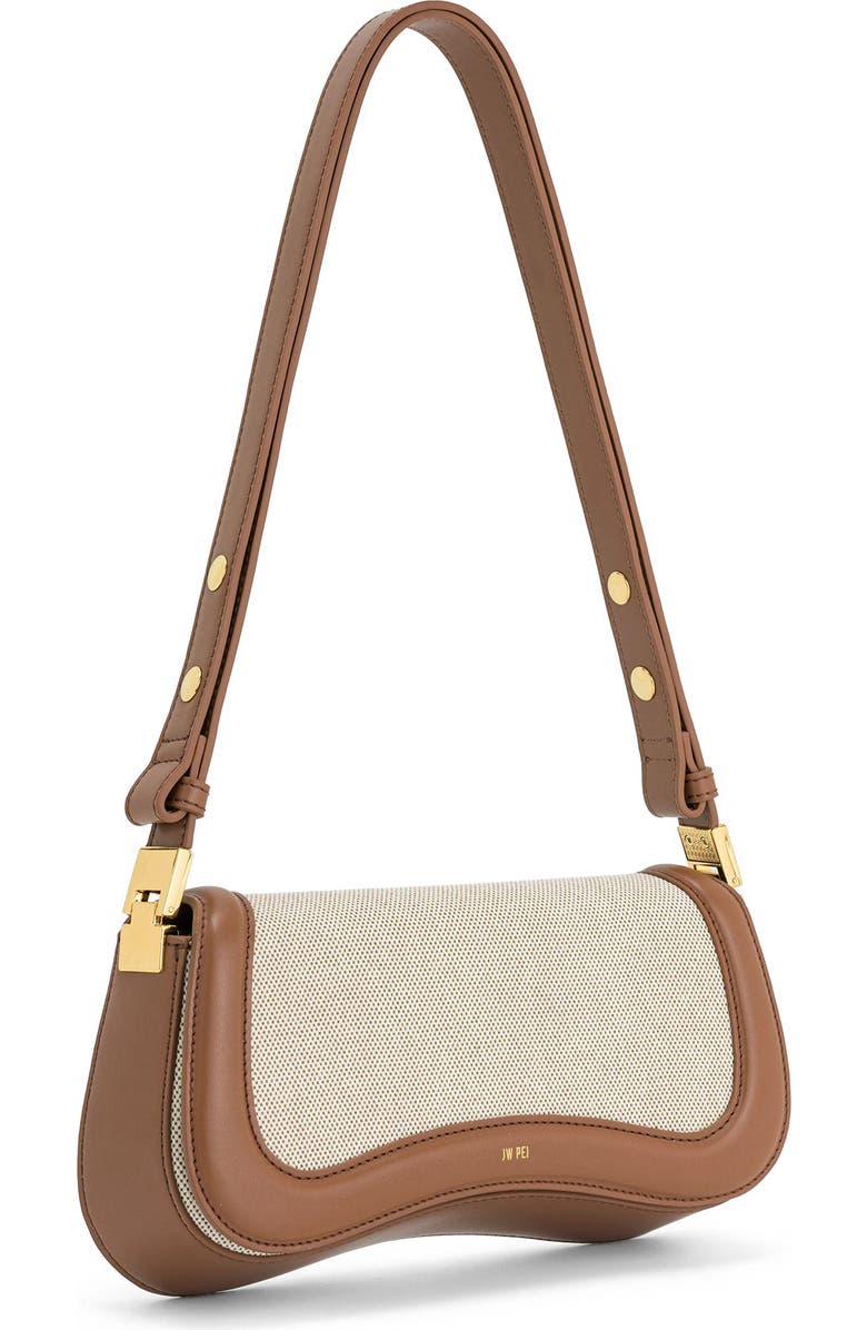 JW PEI Joy Canvas & Faux Leather Shoulder Bag, Alternate, color, Brown Canvas