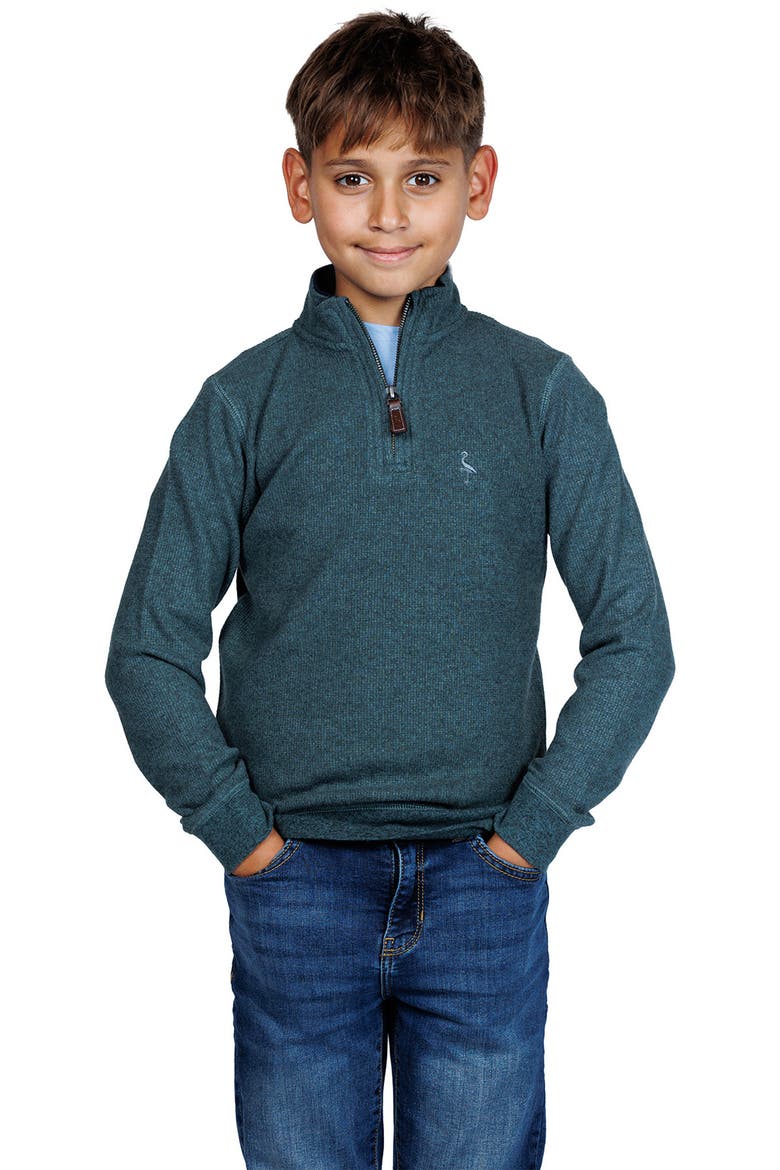 Kids' Knit Quarter-Zip Pullover, Main, color, HUNTER GREEN HEATHER