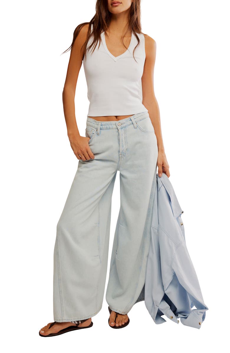 Free People Westward Demi Barrel Leg Jeans, Alternate, color, Fade Into You