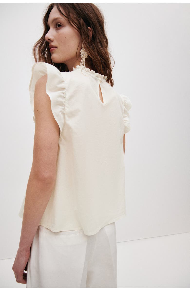 H&M Pintucked Cotton Top, Alternate, color, Cream