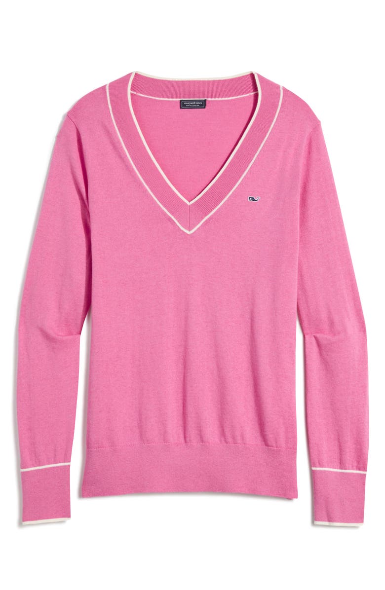 vineyard vines Heritage Tipped V-Neck Sweater, Main, color, Black Raspberry