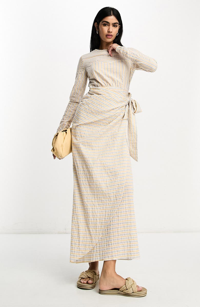 ASOS DESIGN Long Sleeve Stripe Maxi Dress, Main, color,