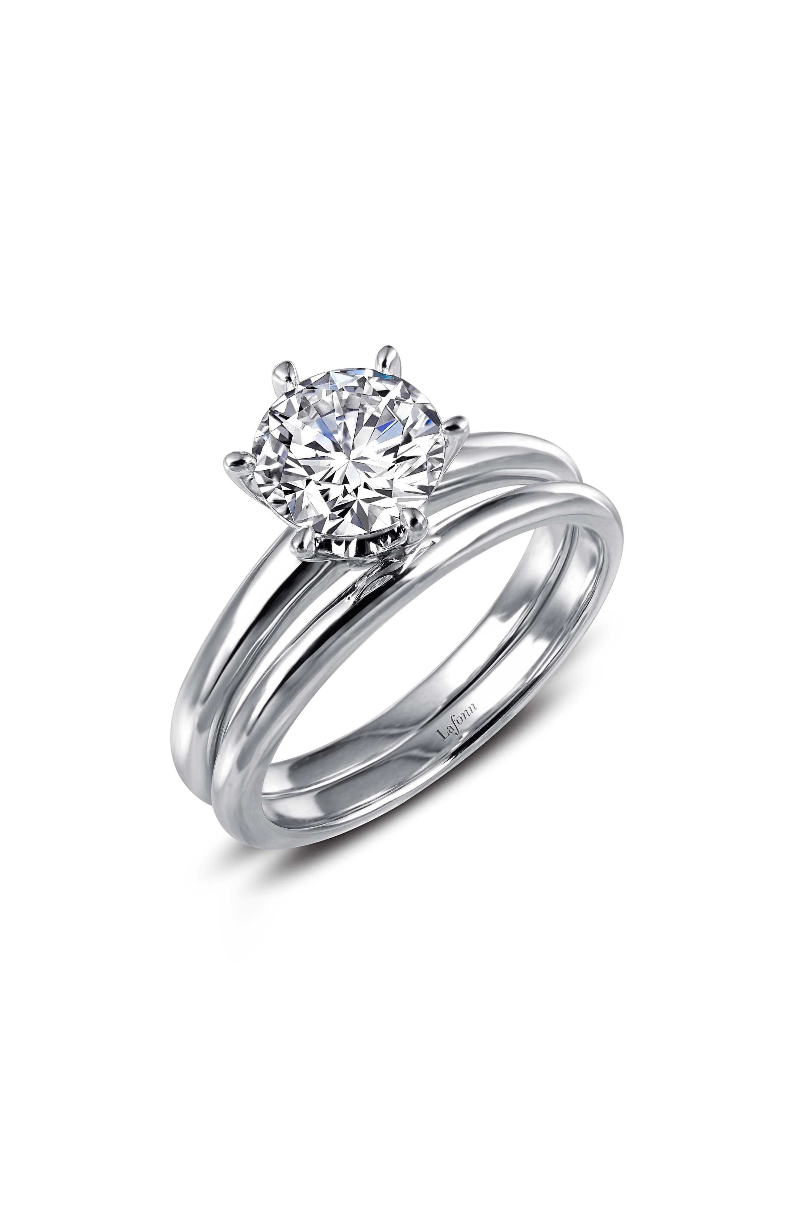Lafonn Set of 2 Simulated Diamond Solitaire Wedding Rings (Women ...