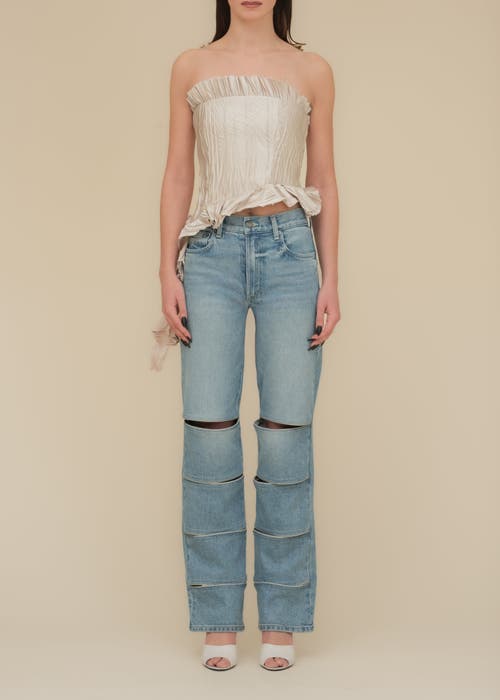 Contessa Mills Arcana Slim-fit Mid-rise Leather-trim Jeans In Blue