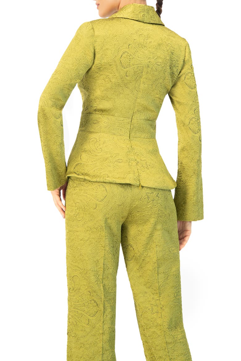 Collarless Paisley Blazer with Back Zipper, Alternate, color, Green