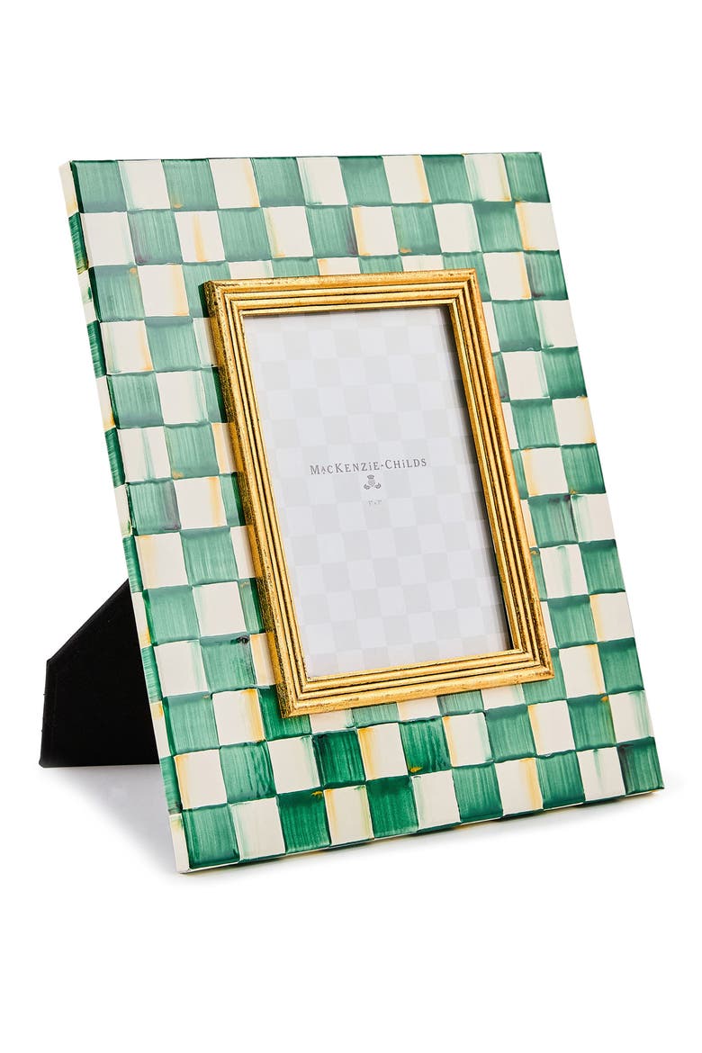 Emerald Check Enameled Steel 4 x 6-Inch Picture Frame, Alternate, color, EMERALD