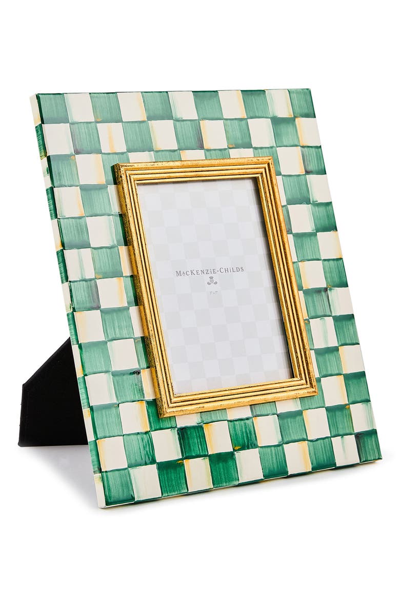 MACKENZIE CHILDS Emerald Check Enameled Steel 4 x 6-Inch Picture Frame, Alternate, color, Emerald