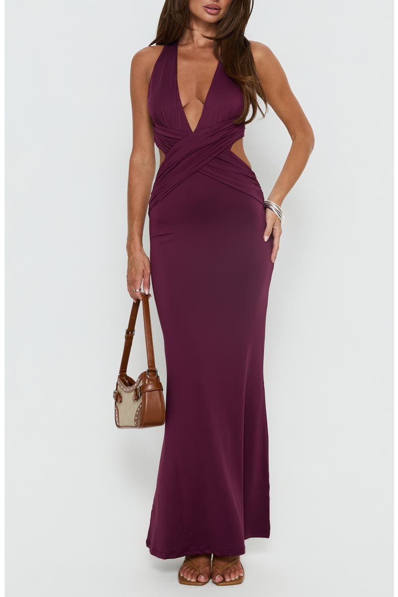 Bambia Cutout Sleeveless Gown, Main, color, PURPLE