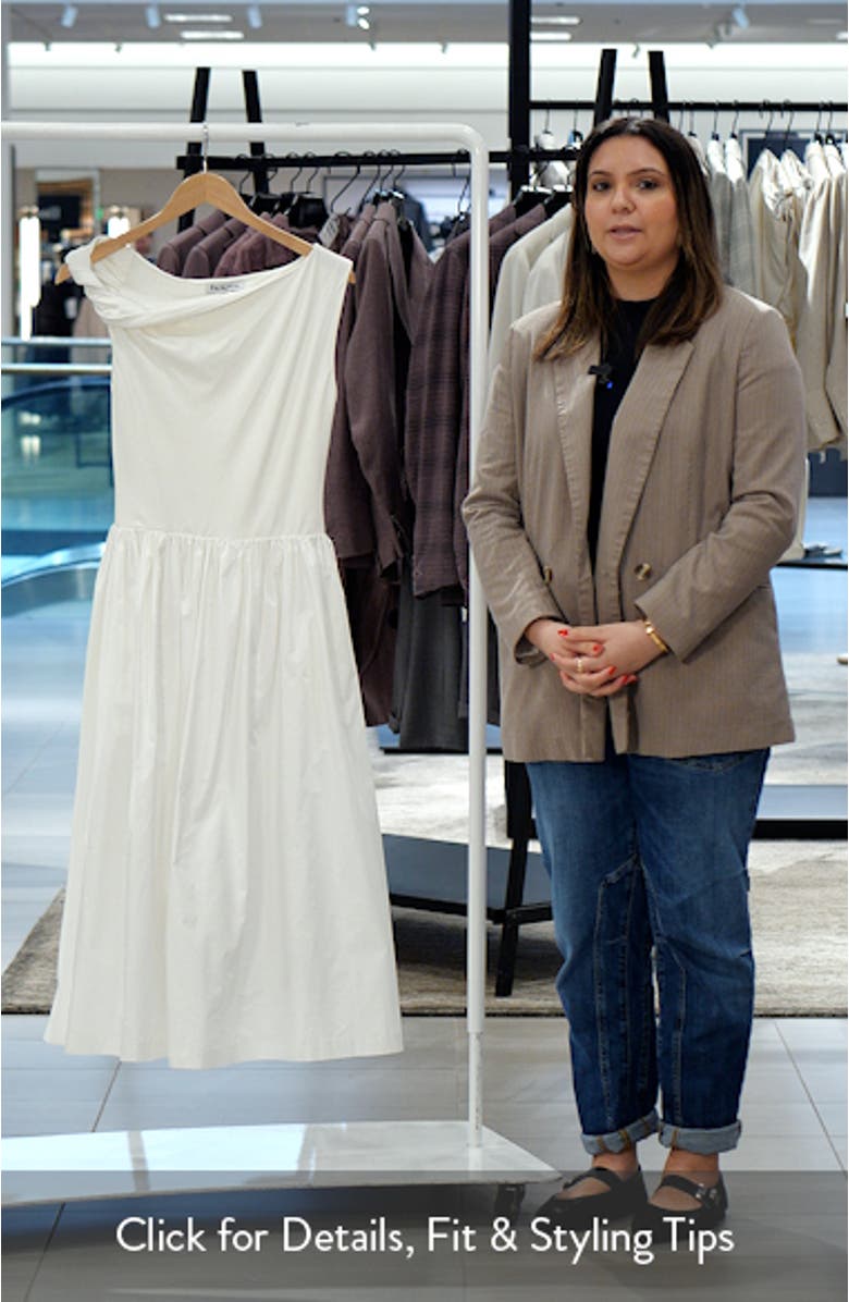 Mixed Media Asymmetric Neck Midi Dress, sales video thumbnail