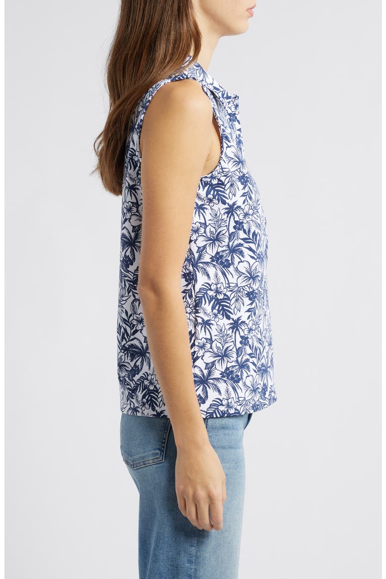 Aubrey Seaport Floral Sleeveless Performance Polo, Alternate, color, ISLAND NAVY