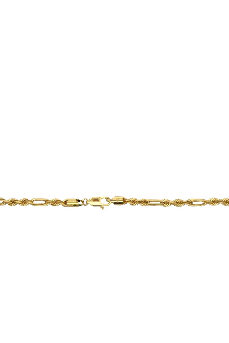 14K Figaro Rope Link 4mm 20in 8g Chain Necklace, Alternate, color, Yellow Gold
