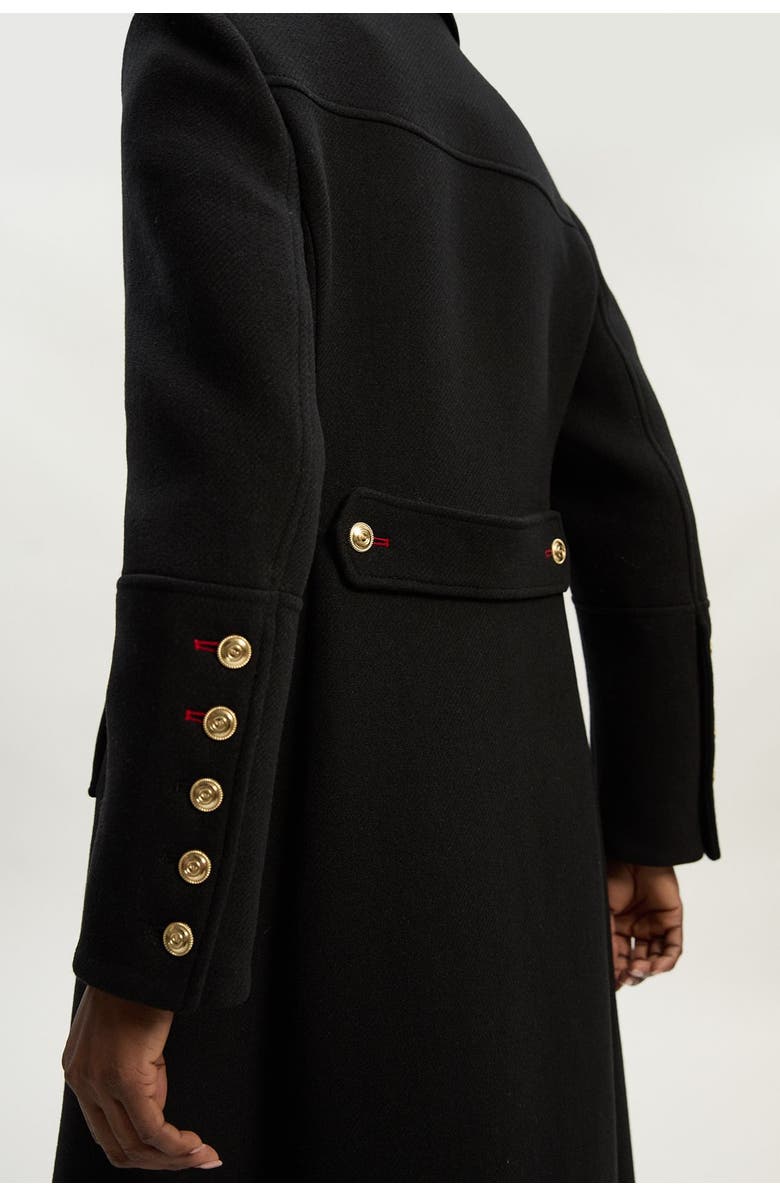 Karen Millen Wool Military Tailored Maxi Coat, Alternate, color, Black