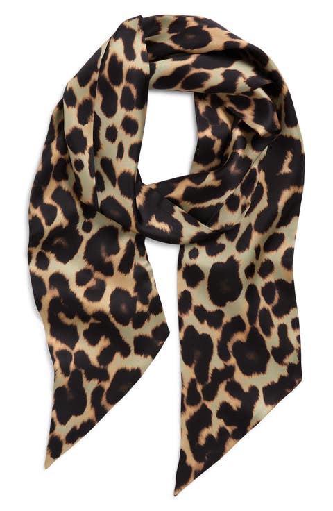Floral Print Silk Skinny Scarf