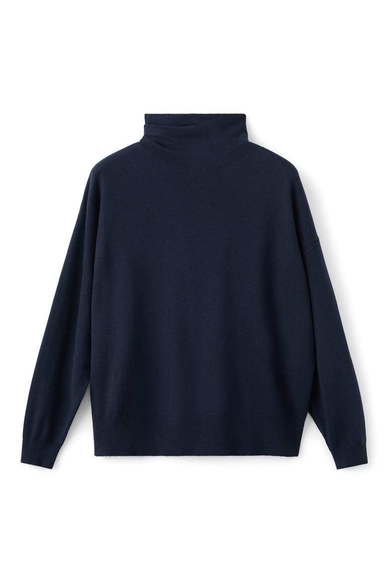 Draped Turtleneck Sweater, Alternate, color, NAVY