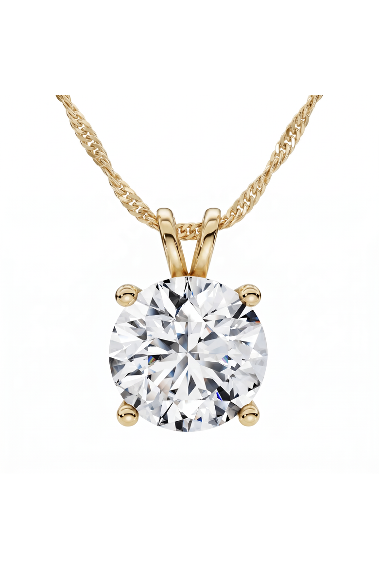 Certified 5Ct VS Solitaire Diamond Pendant 14k Gold Lab Grown Necklace, Main, color, 14k Yellow Gold