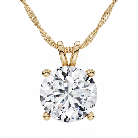 Certified 5Ct VS Solitaire Diamond Pendant 14k Gold Lab Grown Necklace