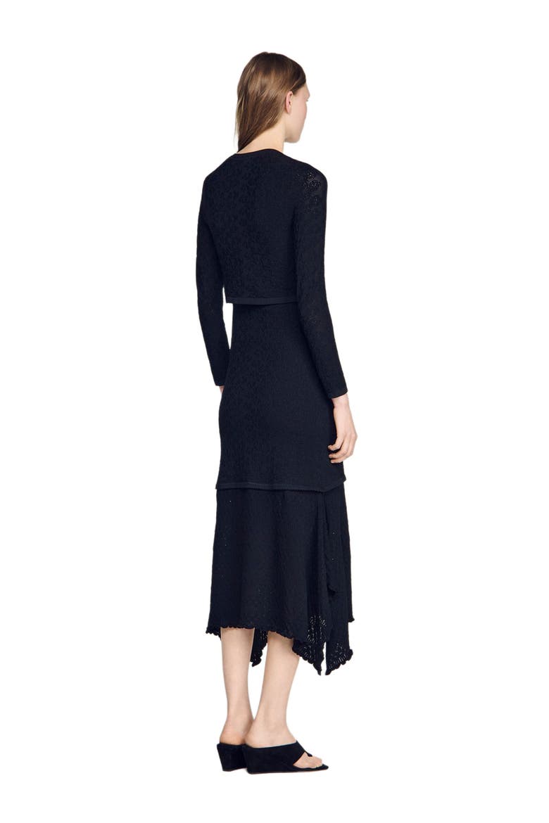Decorative pointelle cardigan, Alternate, color, Black