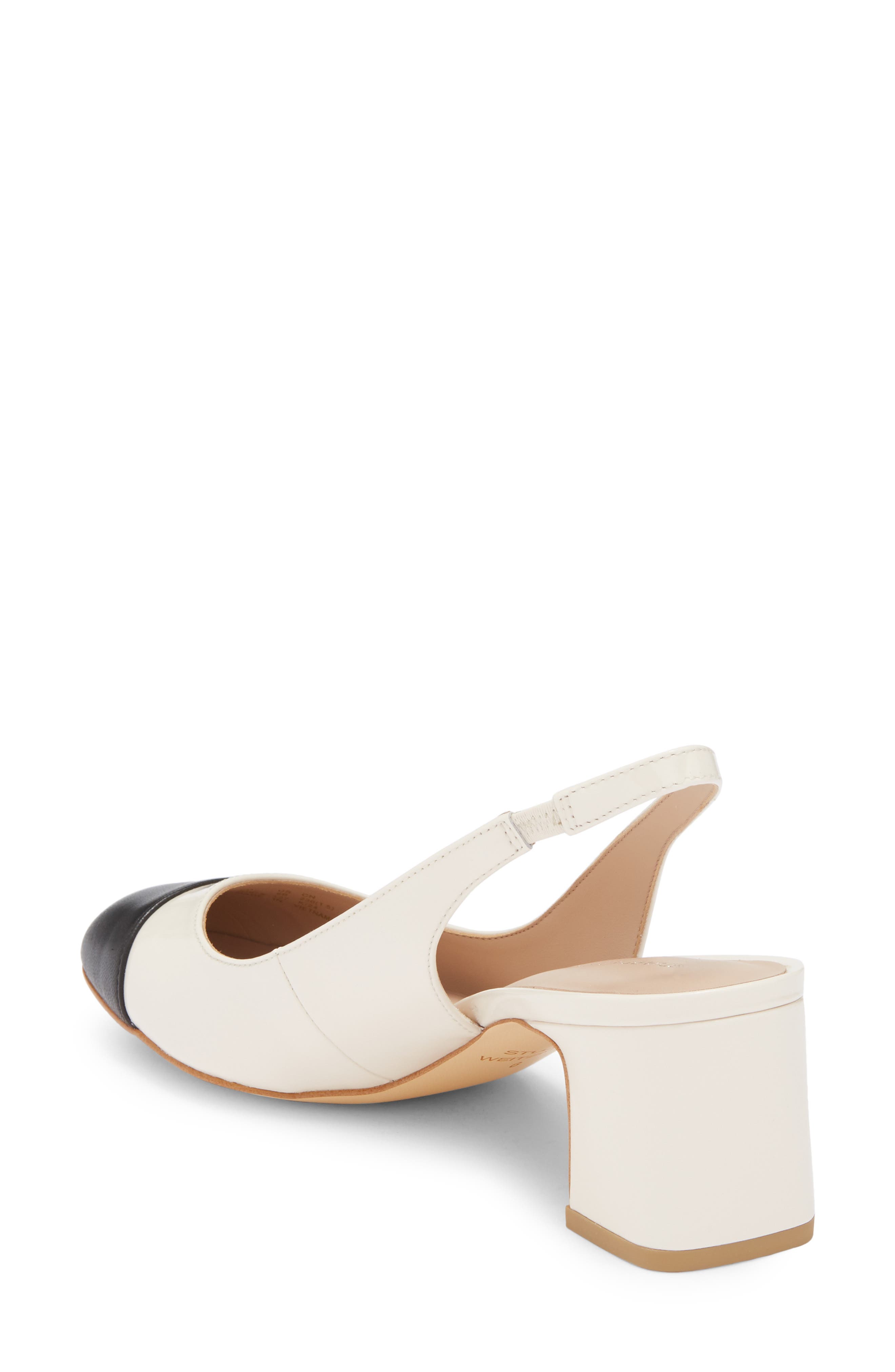 Stuart Weitzman Milla 55 Slingback Pump, Alternate, color, Chalk/ Black