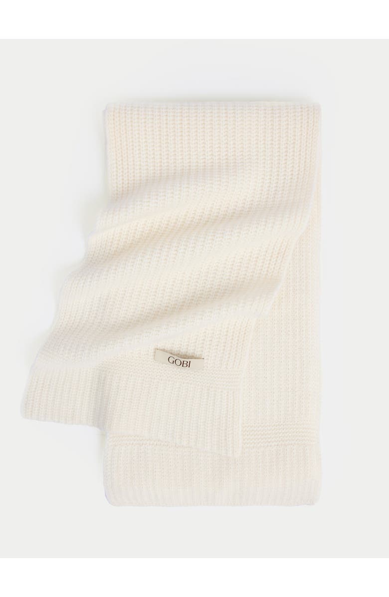 Gobi Cashmere Wide Rib Knit Scarf, Main, color, White