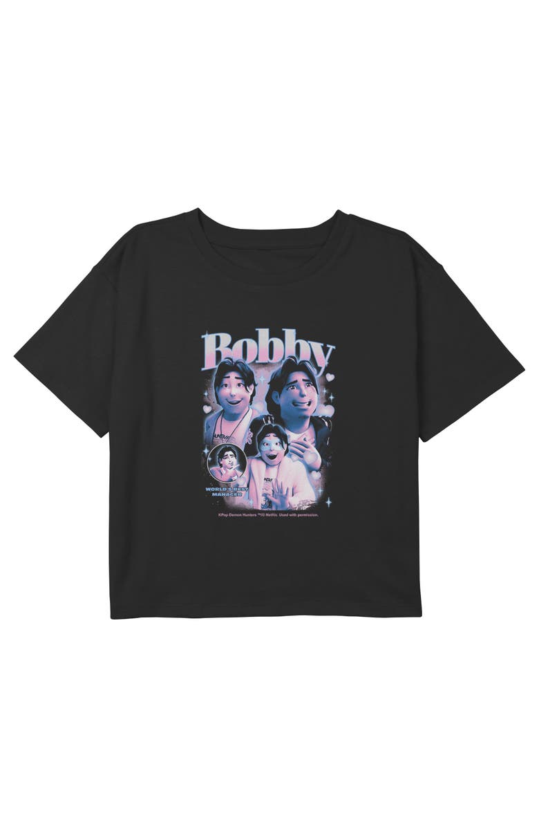 KPop Demon Hunters Girl's KPop Demon Hunters Bobby World's Best Manager Hearts Graphic T-Shirt, Main, color, Black