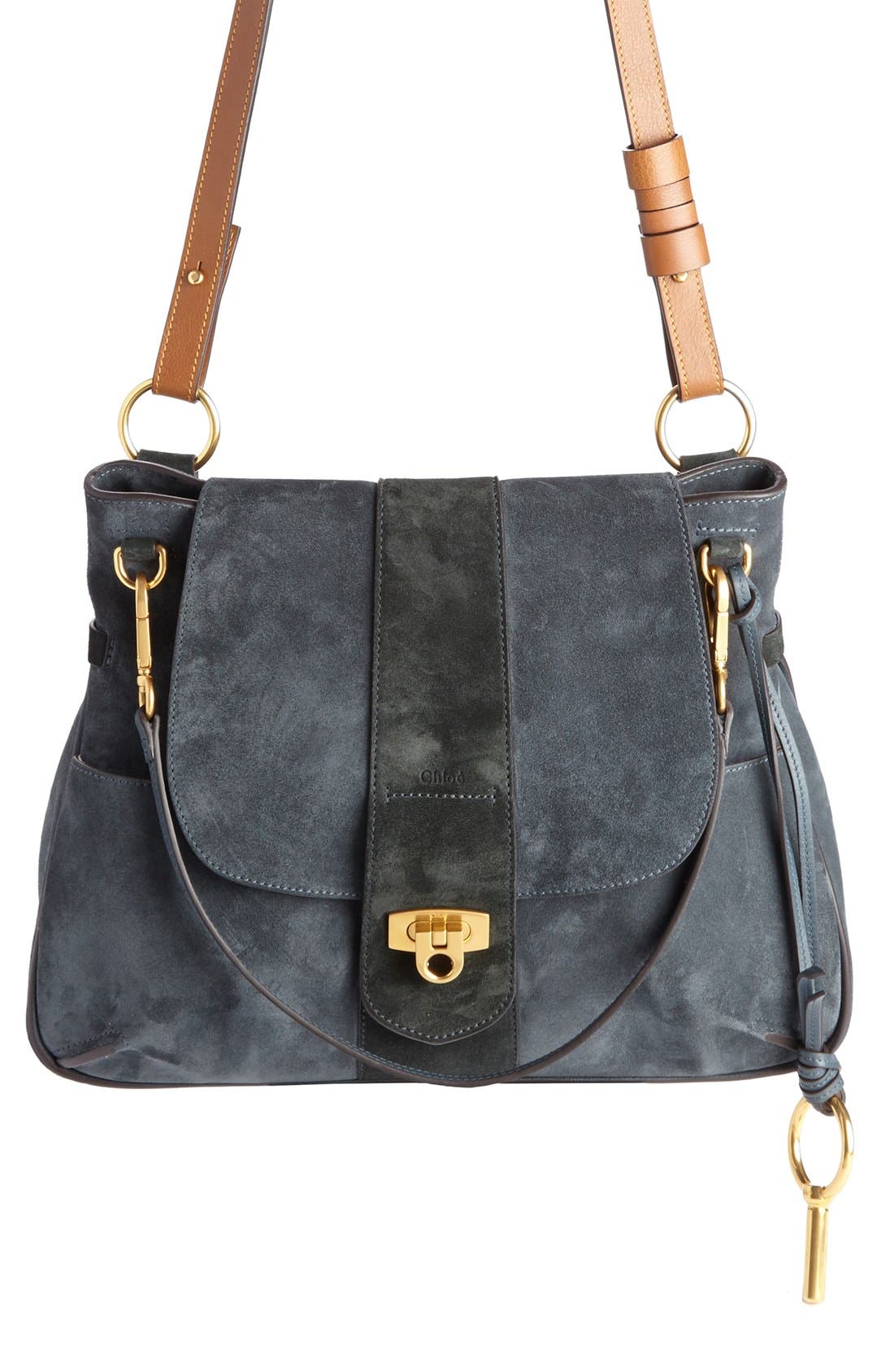 Chloé 'Medium Lexa' Suede Shoulder Bag, Alternate, color, 