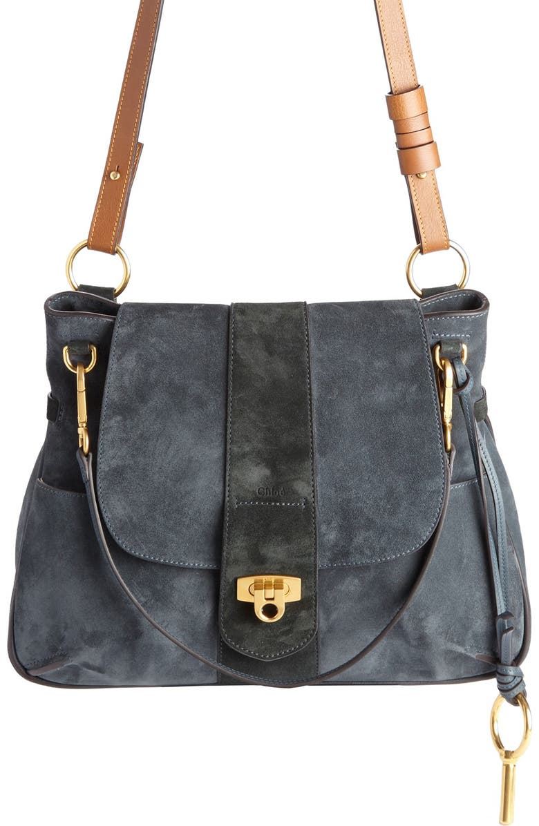 Chloé 'Medium Lexa' Suede Shoulder Bag, Alternate, color,
