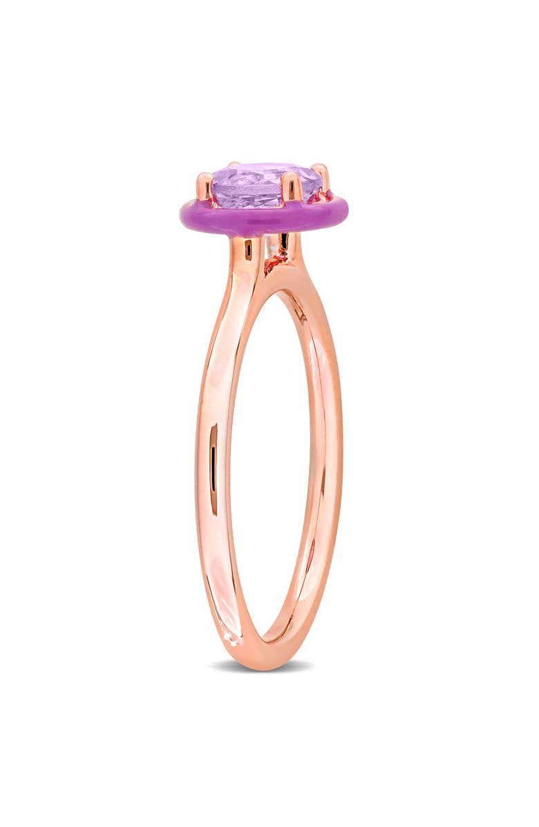 Julianna B. Gemstone & Enamel Halo Solitaire Ring, Alternate, color, Amethyst/Rose-Plated