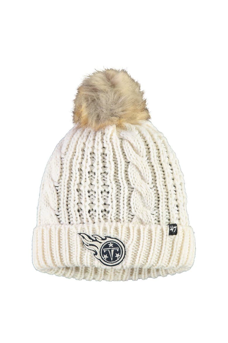 Women's '47 Cream Tennessee Titans Meeko Cuffed Knit Hat With Pom, Main, color, Cream