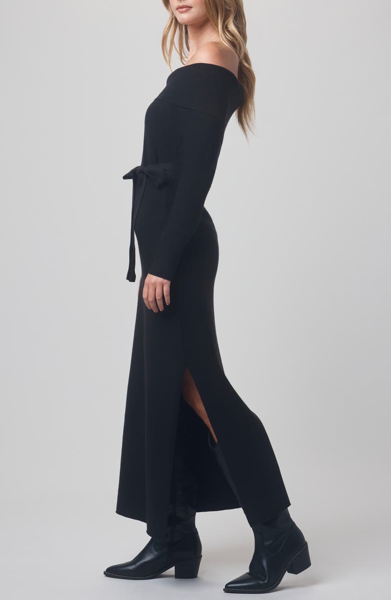 Splendid x @cellajaneblog Over the Shoulder Sweater Dress, Alternate, color, Black