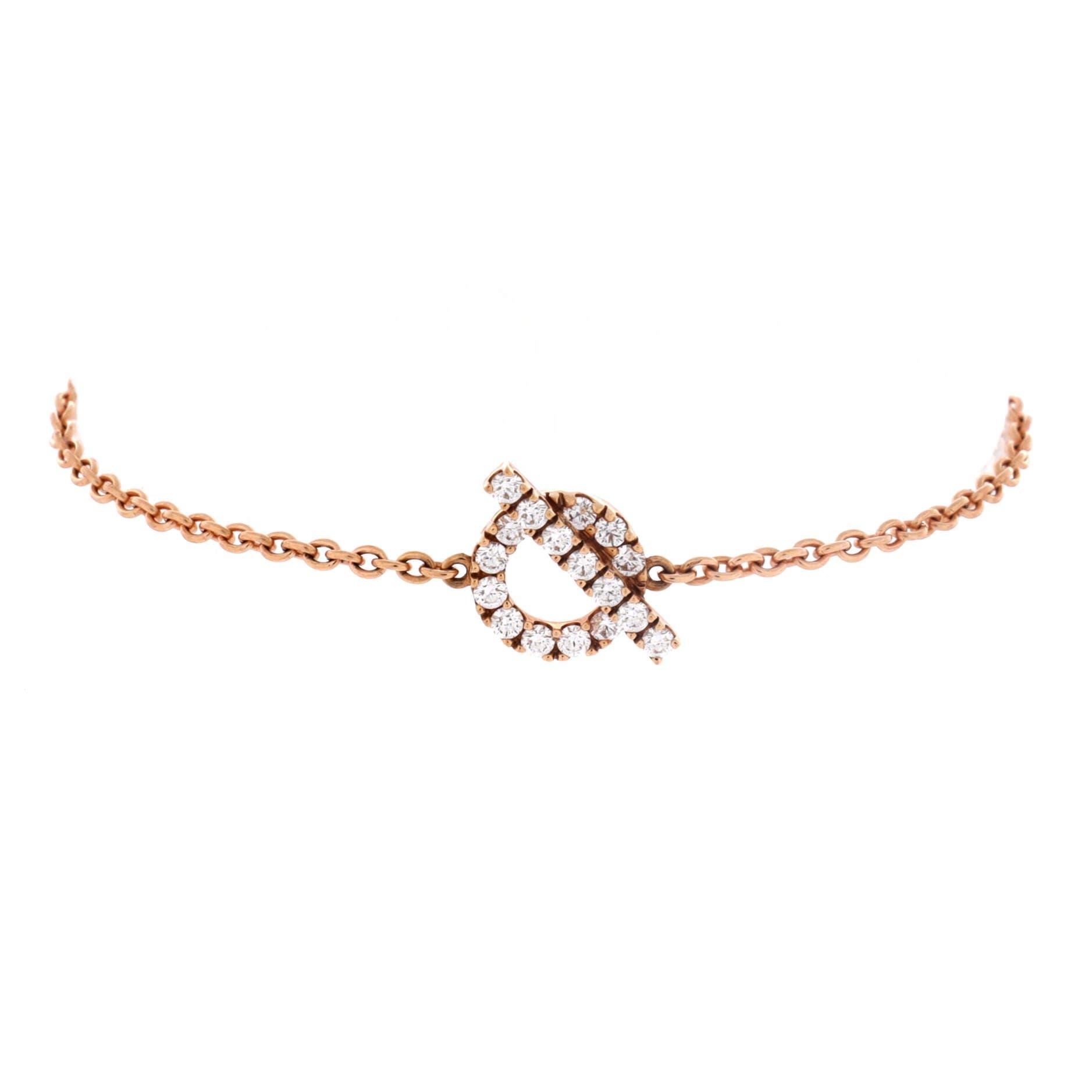 Pre-Owned Hermes Finesse Bracelet 18K Rose Gold and Diamonds, Main, color, Rose Gold