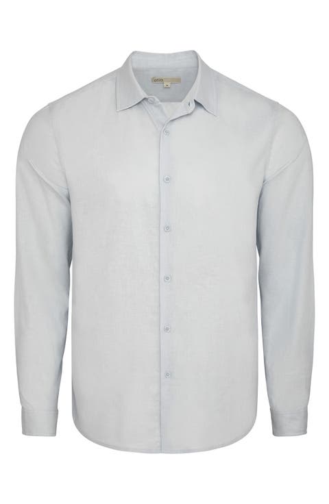 Long Sleeve Linen Blend Button-Up Shirt