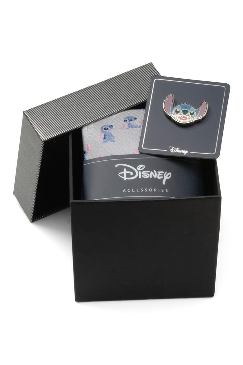 Stitch Tie & Lapel Pin Set, Alternate, color, BLUE
