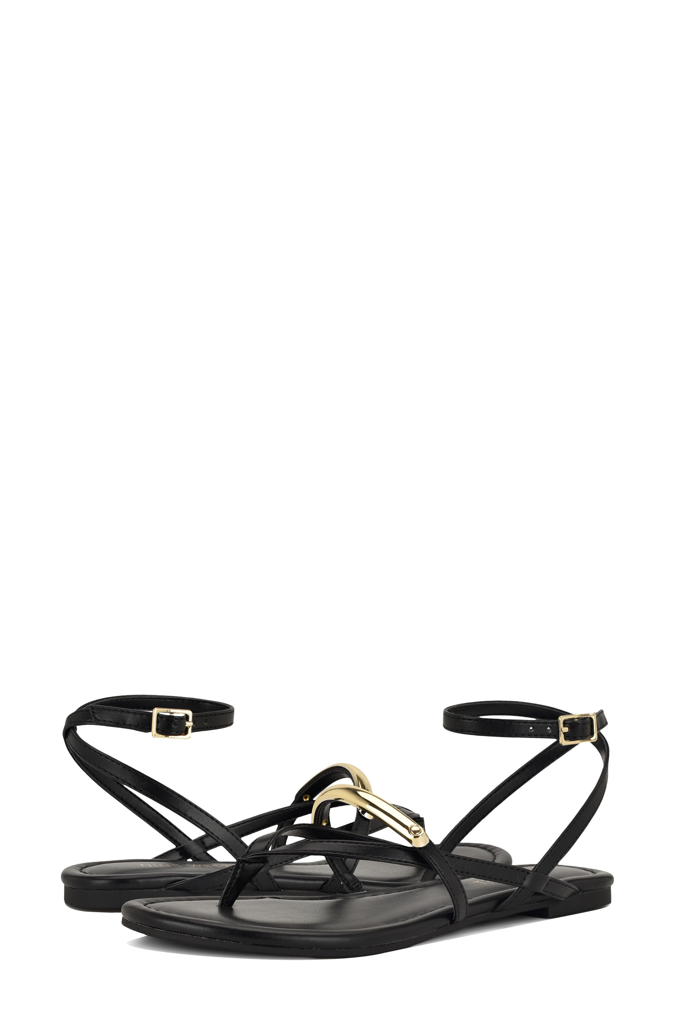 Nine West Bretta Ankle Strap Sandal, Alternate, color, Black