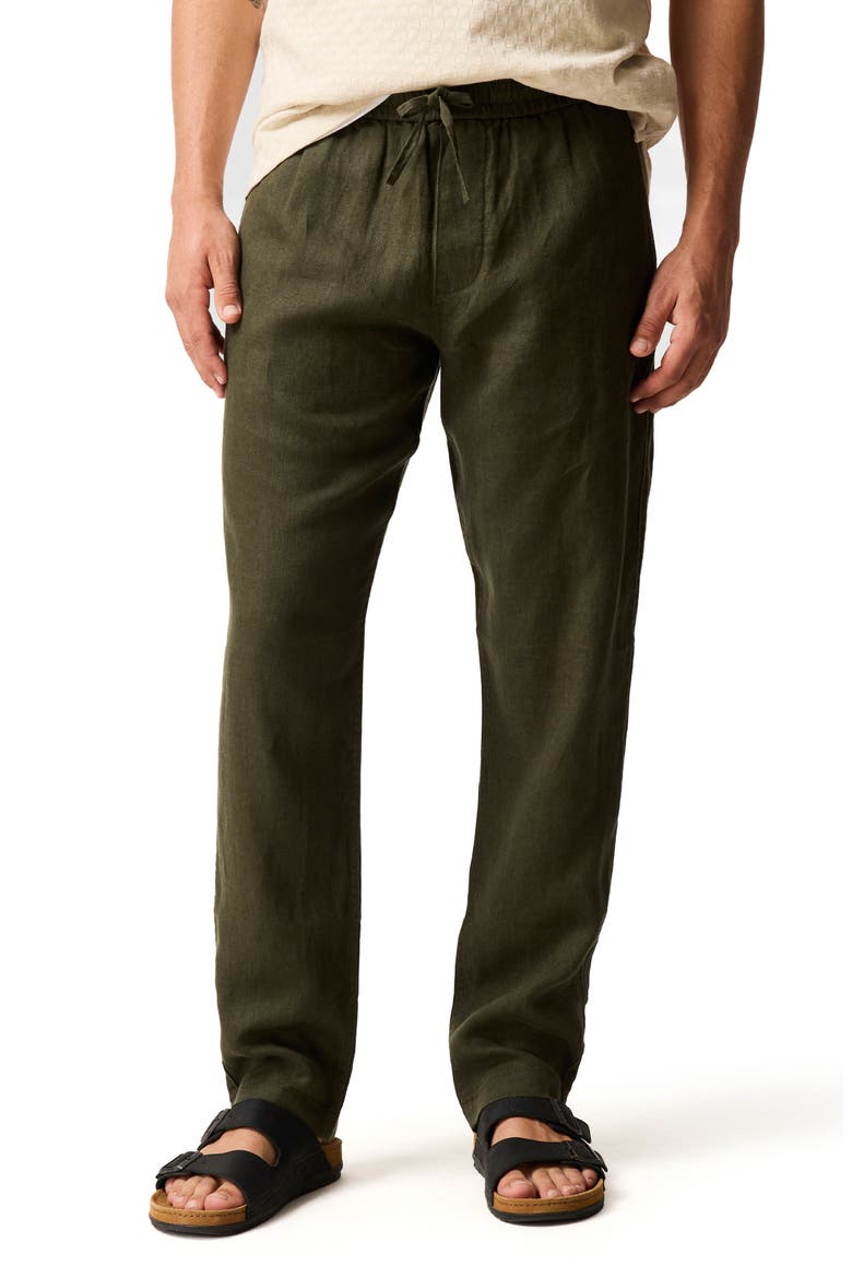 Linen Resort Pants, Main, color, DARK OLIVE