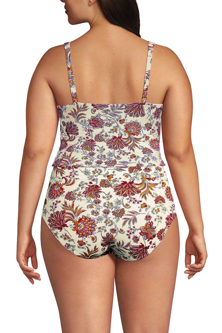 Plus Size Sweetheart Wrap Midkini Top, Alternate, color, Egret/Poppy Floral
