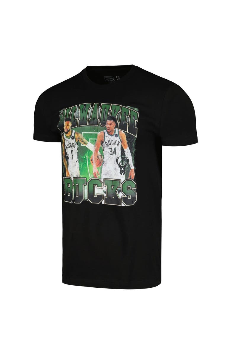 Stadium Essentials Men's Stadium Essentials Giannis Antetokounmpo & Damian Lillard Black Milwaukee Bucks Player Duo T-Shirt, Alternate, color, 