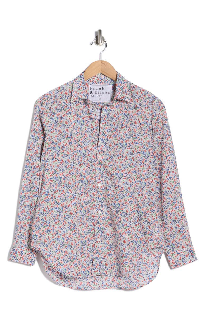 Frank & Eileen Cotton Button-Up Shirt, Main, color, Red Blue Small Flowers