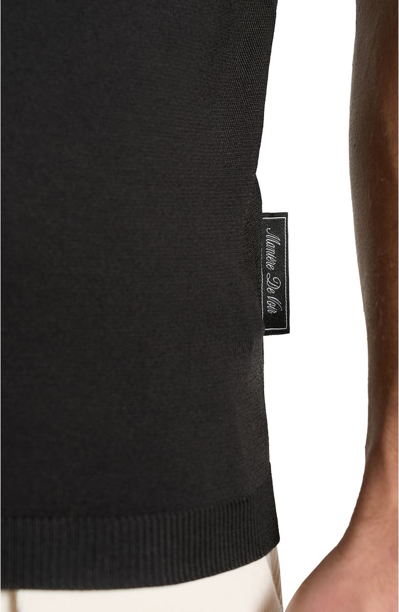 Manière De Voir Bryn Luxe Knitted Polo Top, Alternate, color, Black