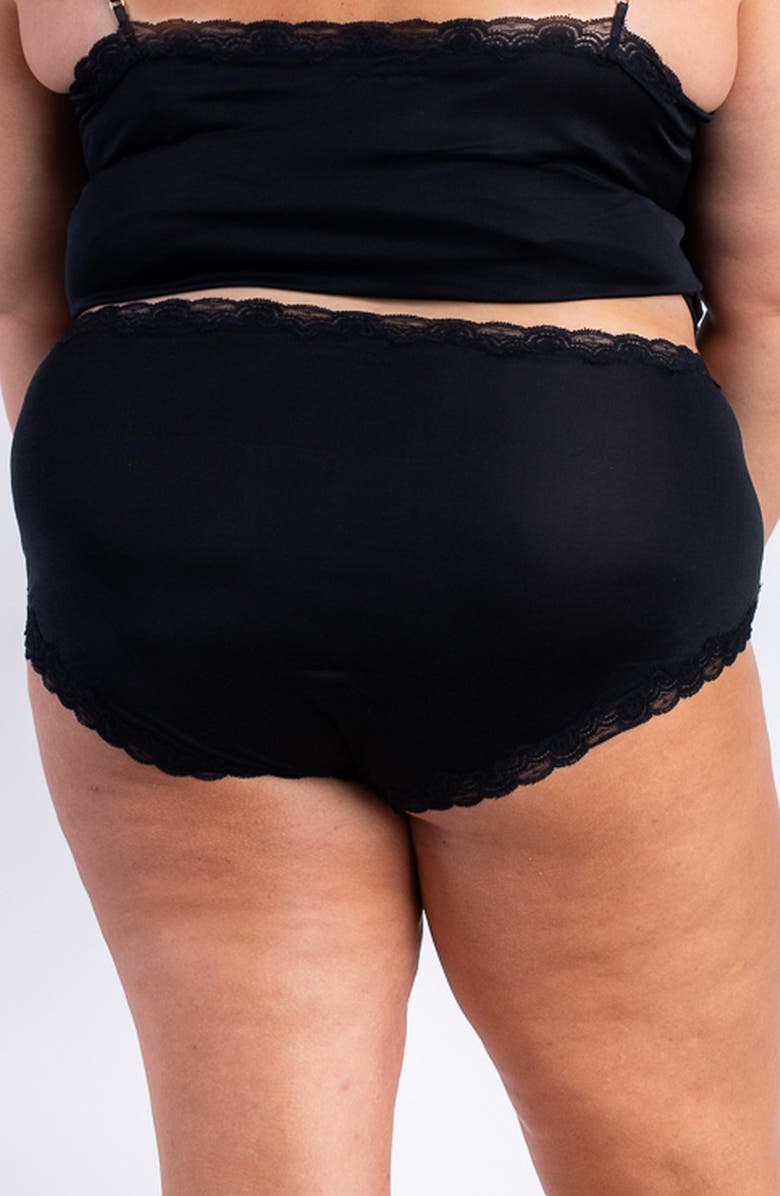 Uwila Warrior Soft Silk Lace Trim Silk Briefs, Alternate, color, Tap Shoe Black