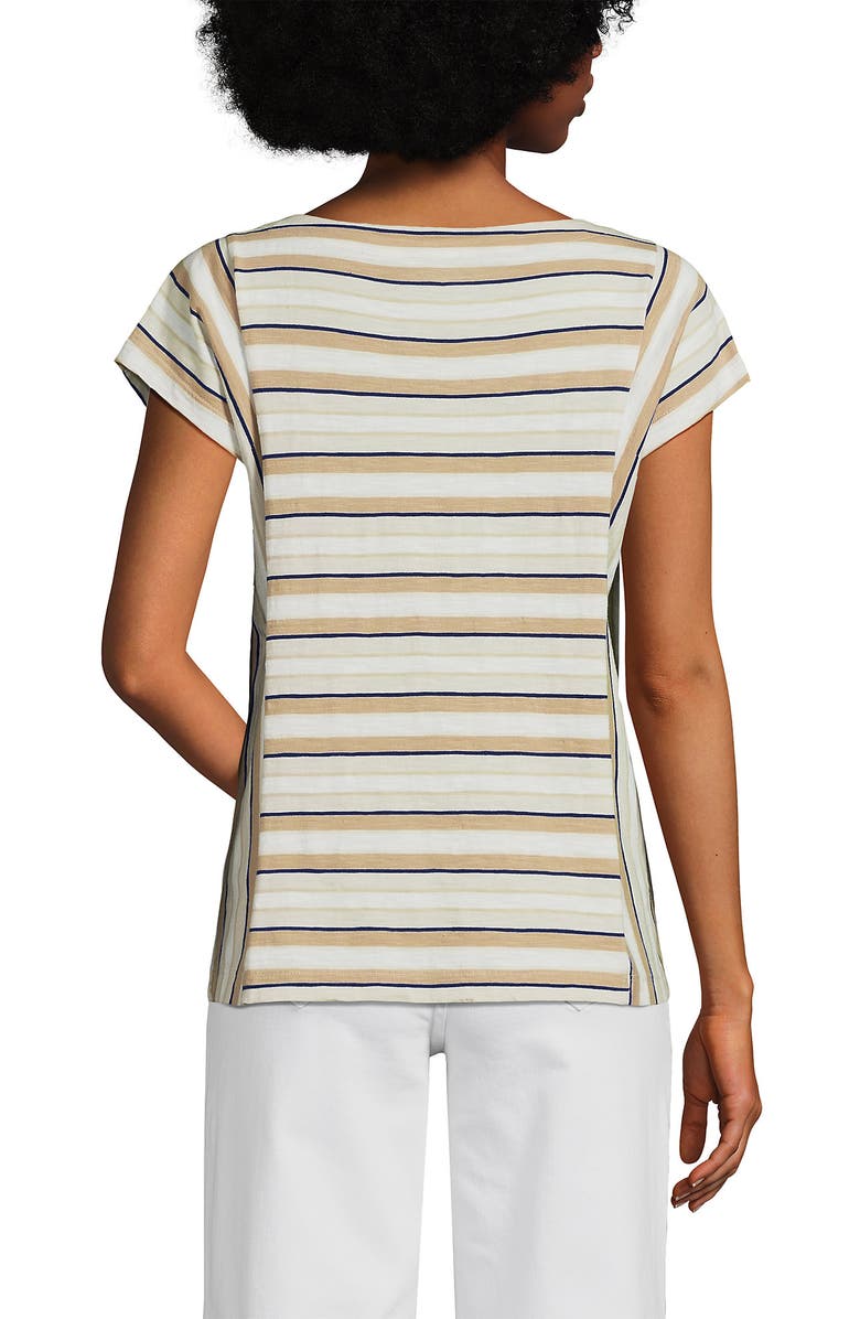 Lands' End Slub Wedge T-Shirt, Alternate, color, Pumice Stone Multi Stripe