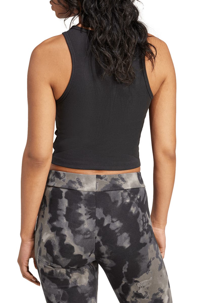 adidas Originals Essentials Lifestyle Rib Crop Tank Top, Alternate, color, Black