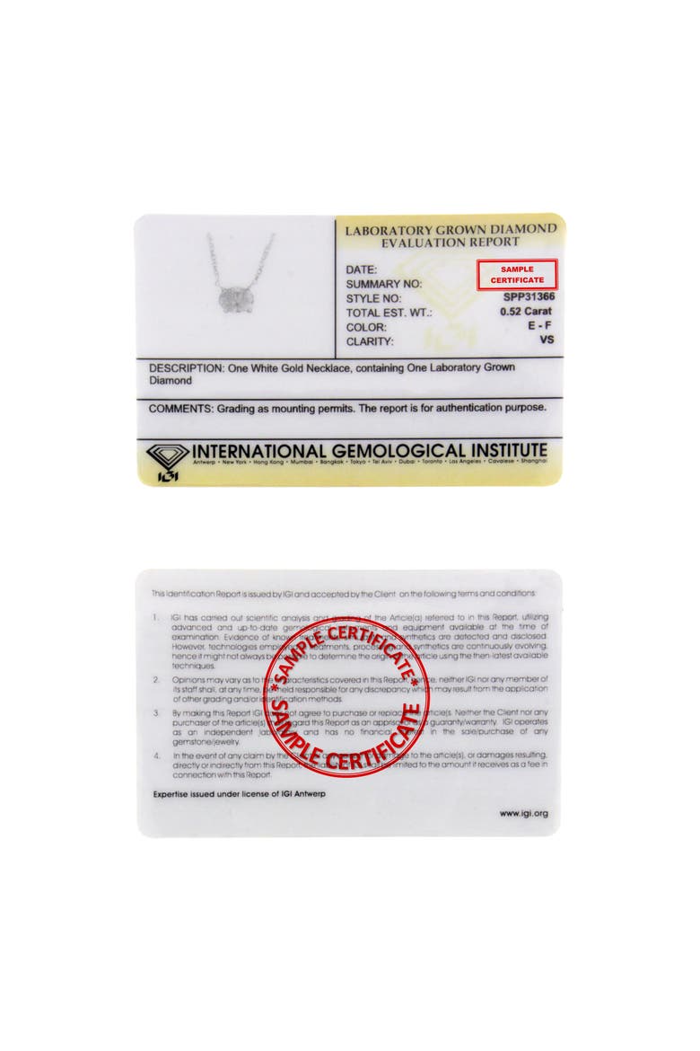 IGI Certified 10K White Gold 1/2 Ctw Lab Grown Oval Diamond East West Pendant, Alternate, color, White