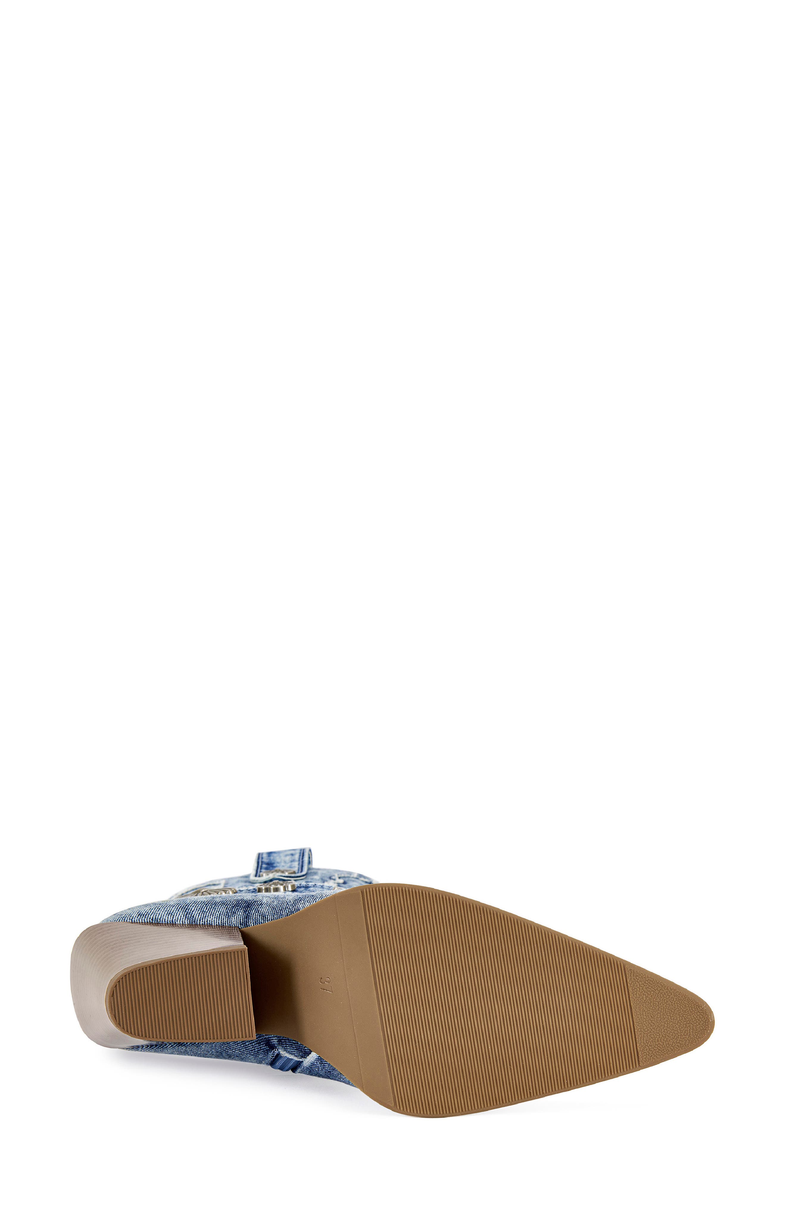 AZALEA WANG Neith Western Boot, Alternate, color, Denim