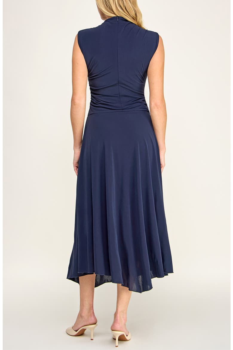 Ruched Funnel Neck Dress, Alternate, color, NAVY