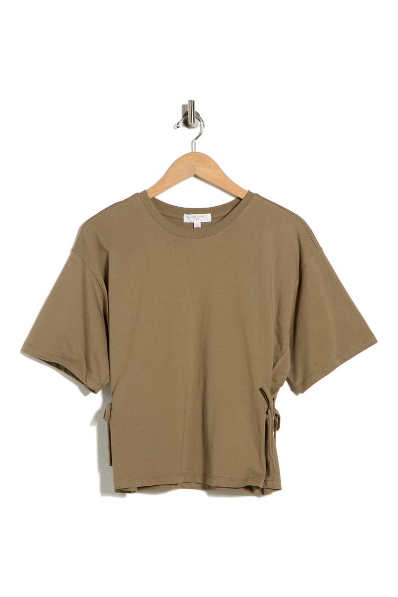 Side Tie T-Shirt, Alternate, color, COVERT GREEN