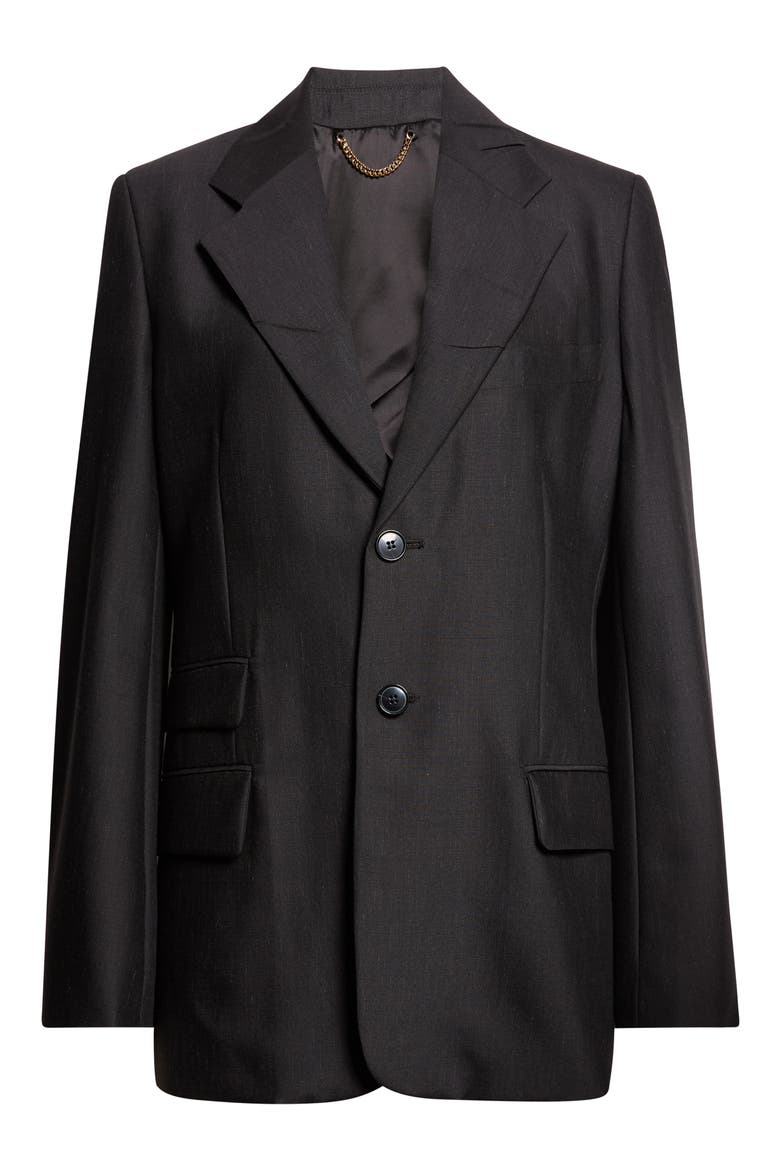 Single Breasted Virgin Wool Blend Suiting Blazer, Alternate, color, BLACK