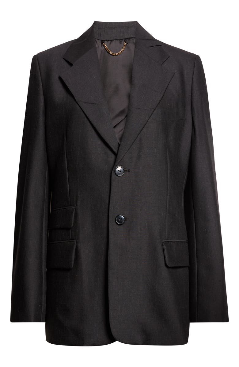 Victoria Beckham Single Breasted Virgin Wool Blend Suiting Blazer, Main, color, Black